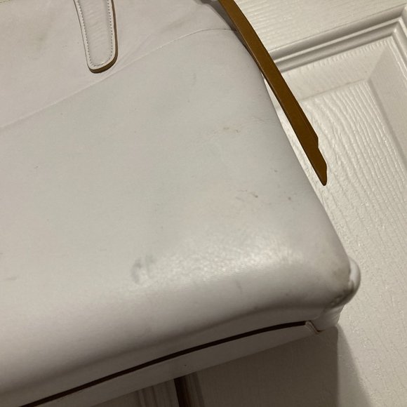 Coach White Camel/Brown Edgepaint Borough Bag Glove-Tanned Leather Satchel - Med - Picture 10 of 15